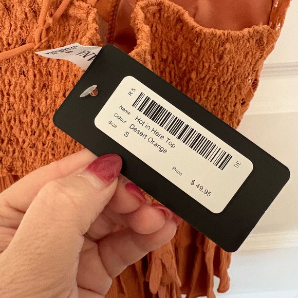 NWT ZENANA "Hot in Here" Top-Desert Orange-Size S-Crochet Lace-Boho Flowy - Picture 3 of 6